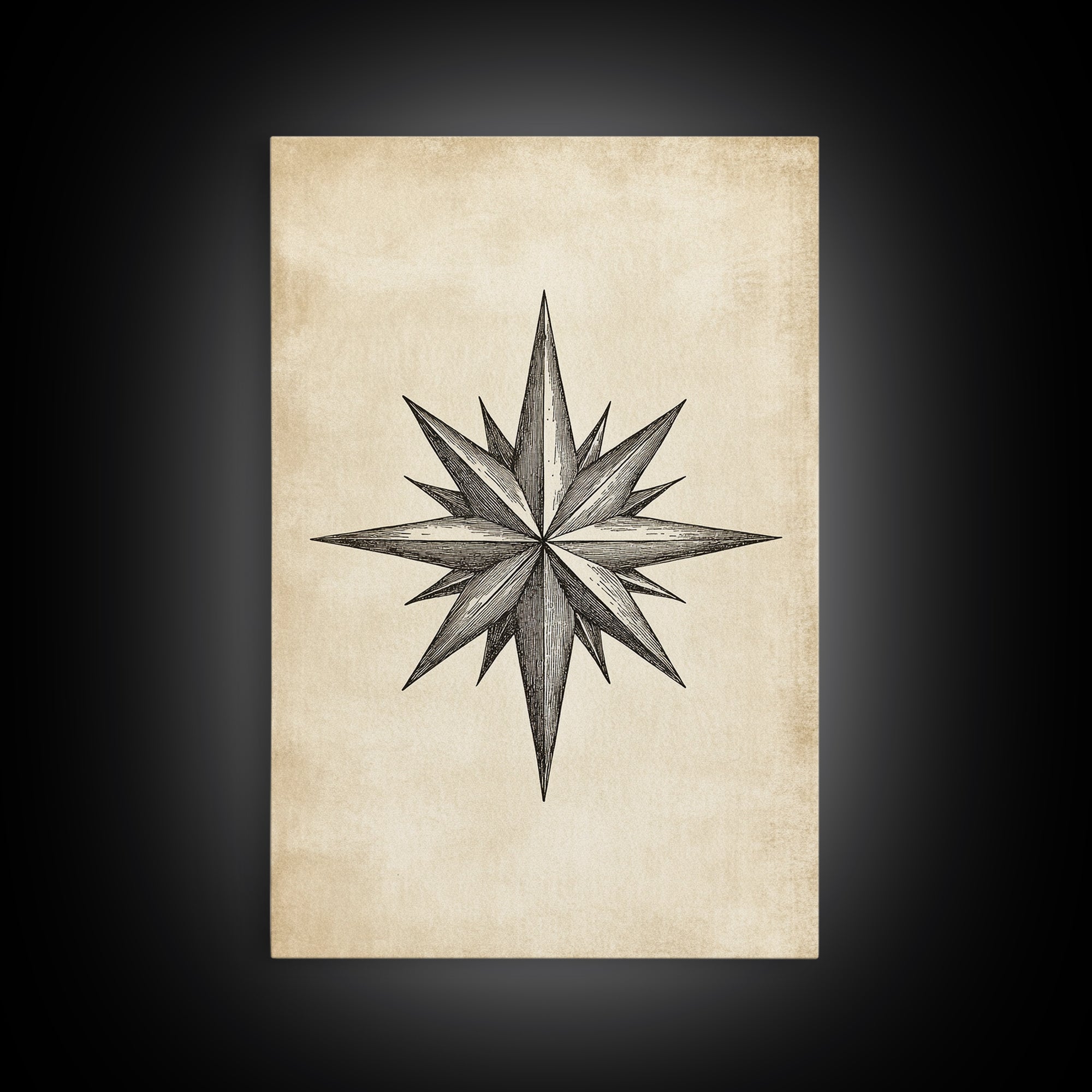 Sketch Of The North Star Canvas Print - Framed Canvas - Minimalist Christmas Art - Boho Christmas Art - Rustic Christmas Art