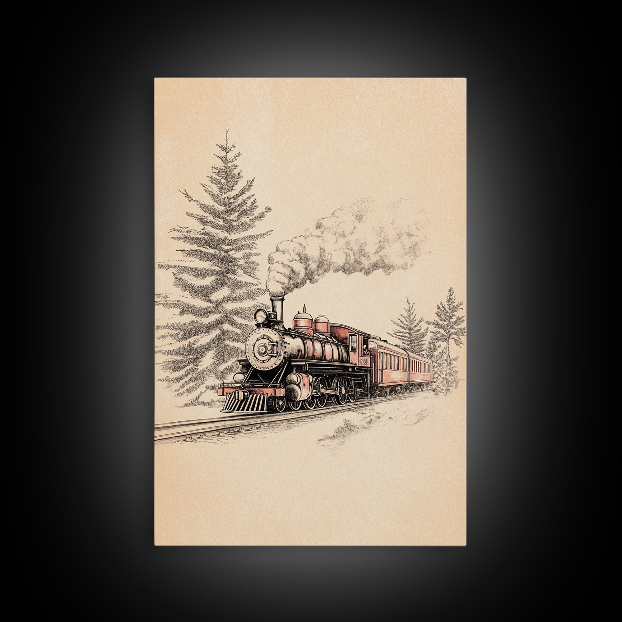 The Polar Express Train Canvas Print - Framed Canvas - Minimalist Christmas Art - Boho Christmas Art - Rustic Christmas Art