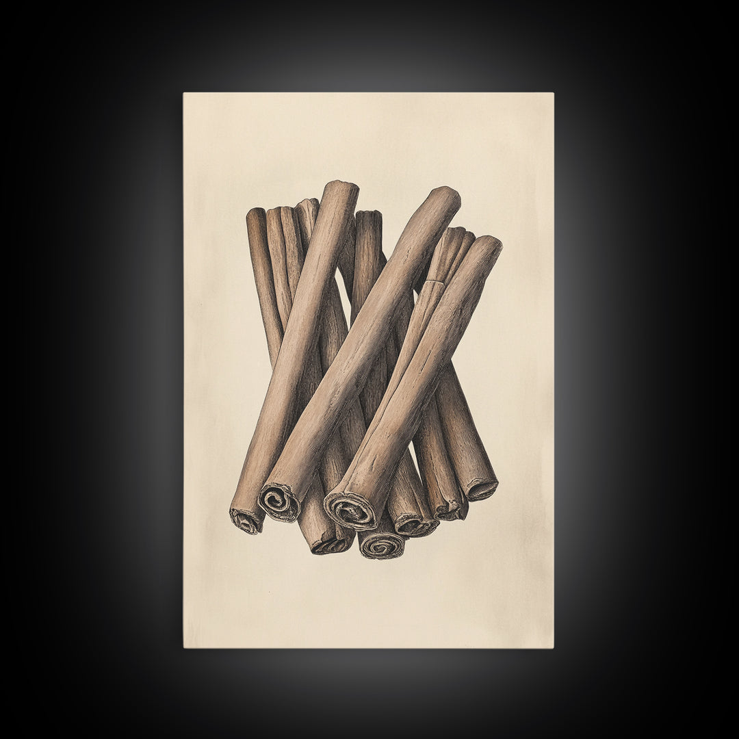 Christmas Cinnamon Sticks Canvas Print - Framed Canvas - Minimalist Christmas Art - Boho Christmas Art - Rustic Christmas Art