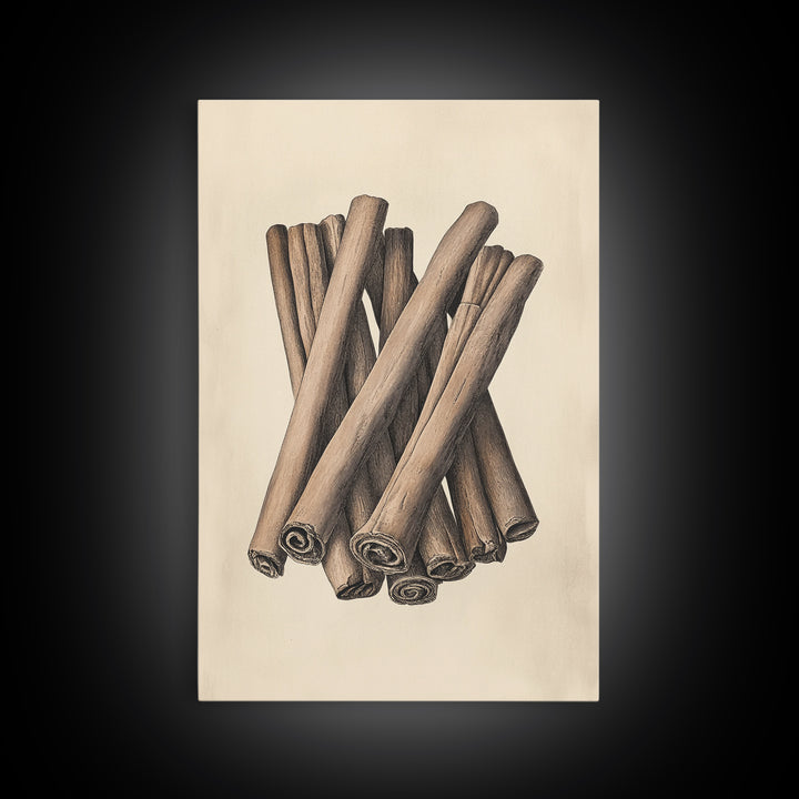 Christmas Cinnamon Sticks Canvas Print - Framed Canvas - Minimalist Christmas Art - Boho Christmas Art - Rustic Christmas Art