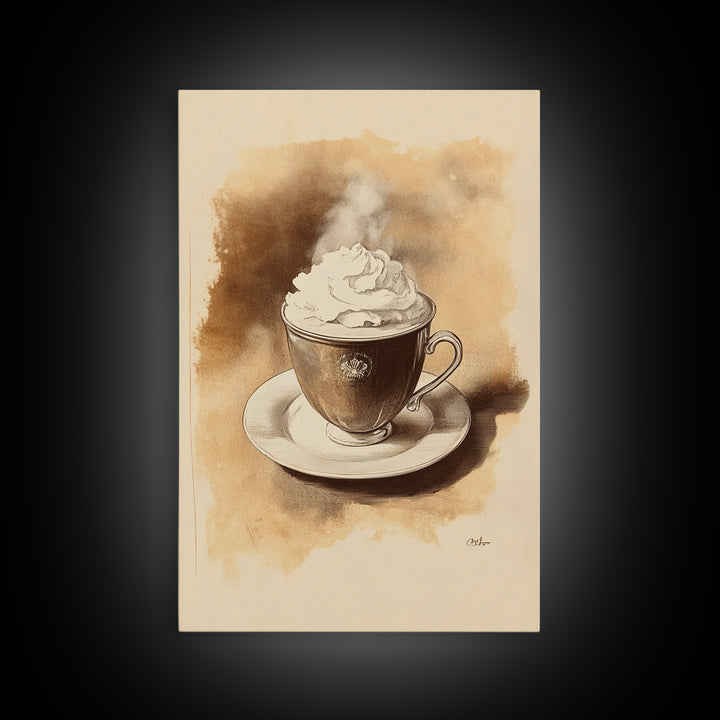 Christmas Coffee Canvas Print - Framed Canvas - Minimalist Christmas Art - Boho Christmas Art - Rustic Christmas Art