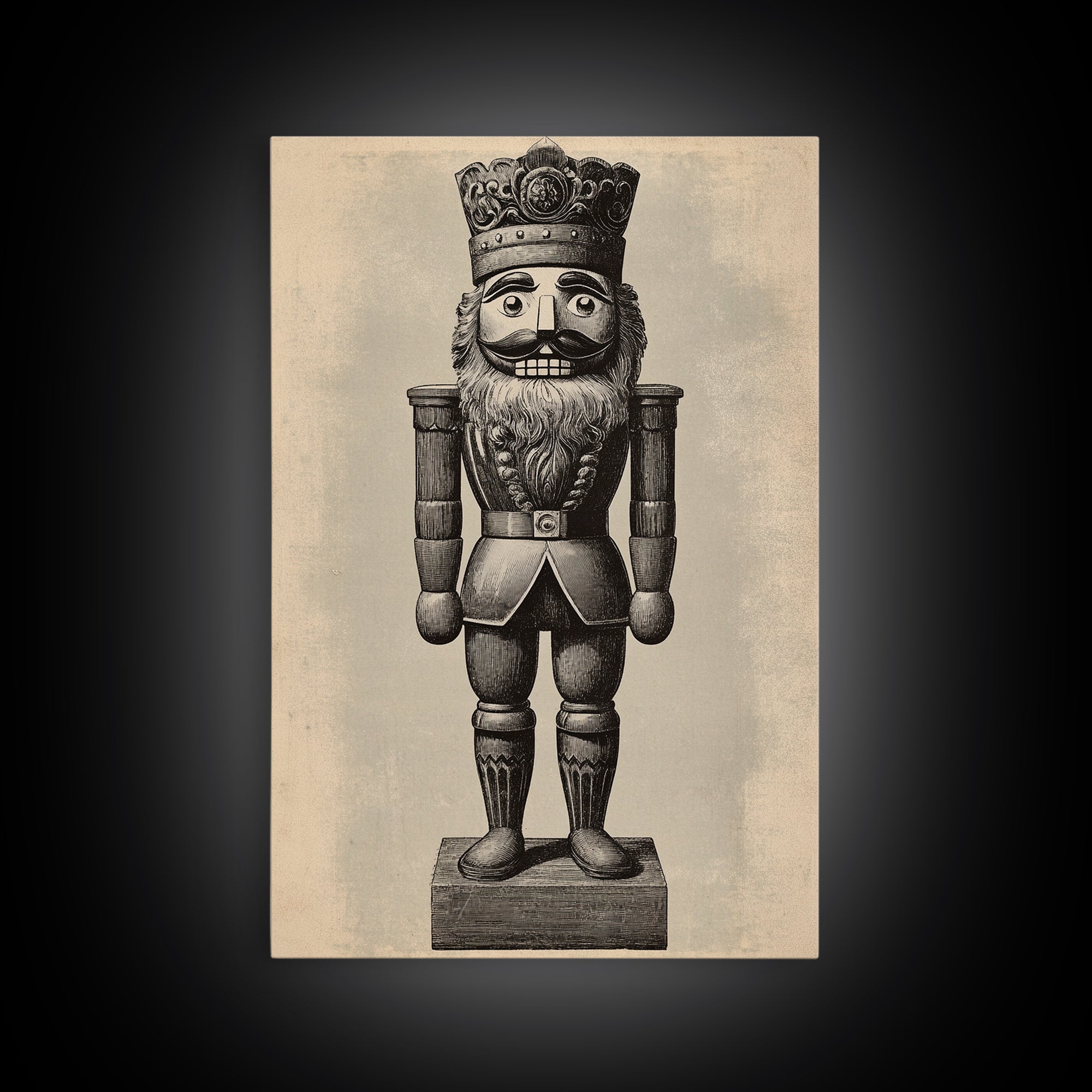 Vintage Nutcracker Canvas Print - Framed Canvas - Minimalist Christmas Art - Boho Christmas Art - Rustic Christmas Art