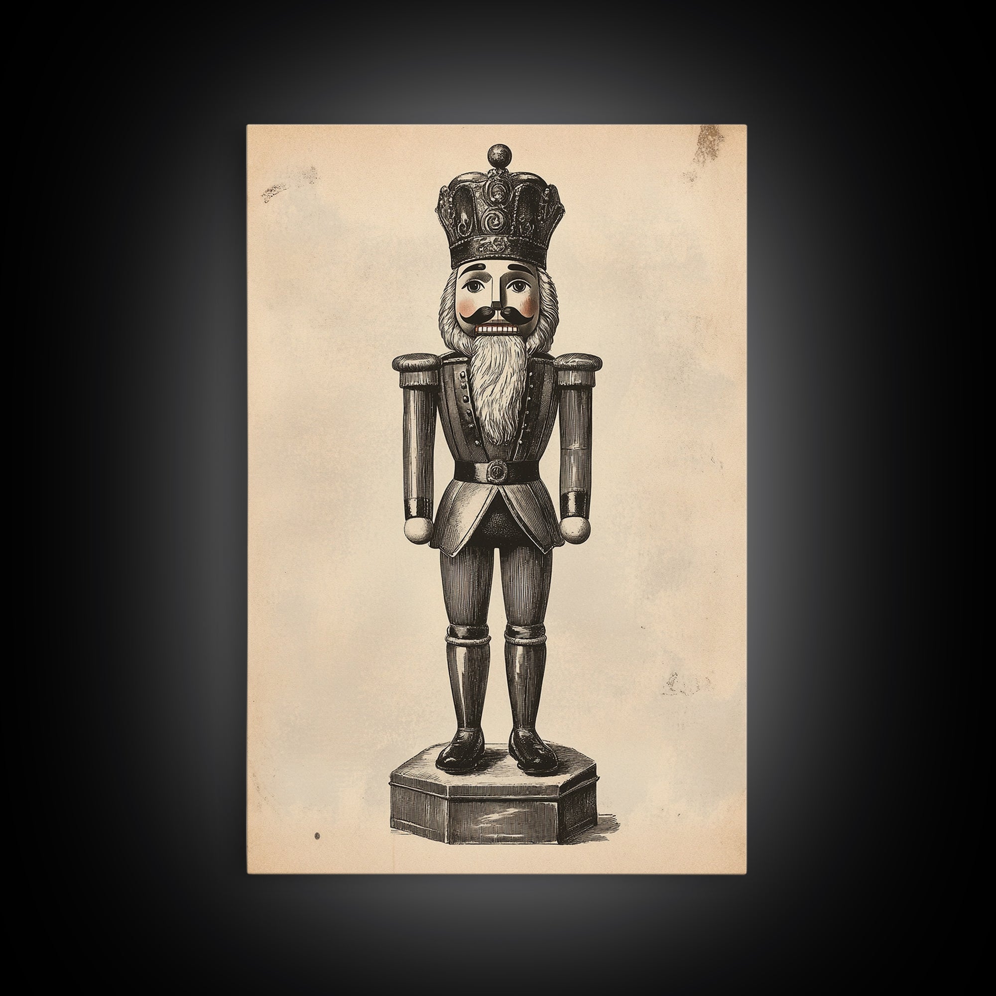 Retro Nutcracker Canvas Print - Framed Canvas - Minimalist Christmas Art - Boho Christmas Art - Rustic Christmas Art