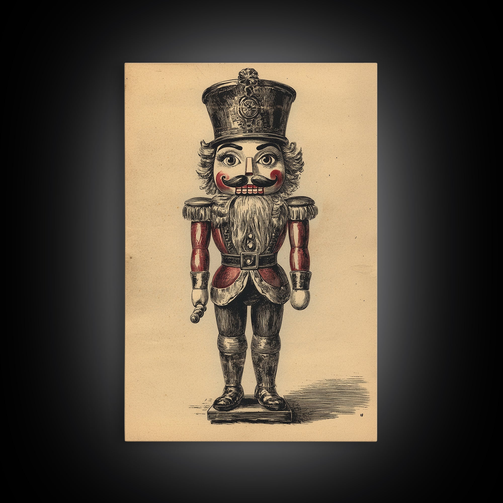 Christmas Nutcracker Canvas Print - Framed Canvas - Minimalist Christmas Art - Boho Christmas Art - Rustic Christmas Art