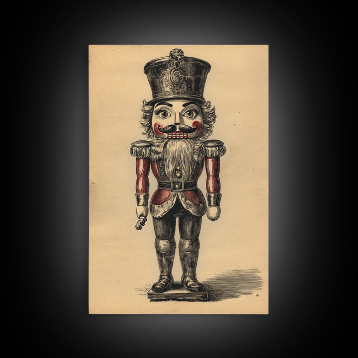 Christmas Nutcracker Canvas Print - Framed Canvas - Minimalist Christmas Art - Boho Christmas Art - Rustic Christmas Art