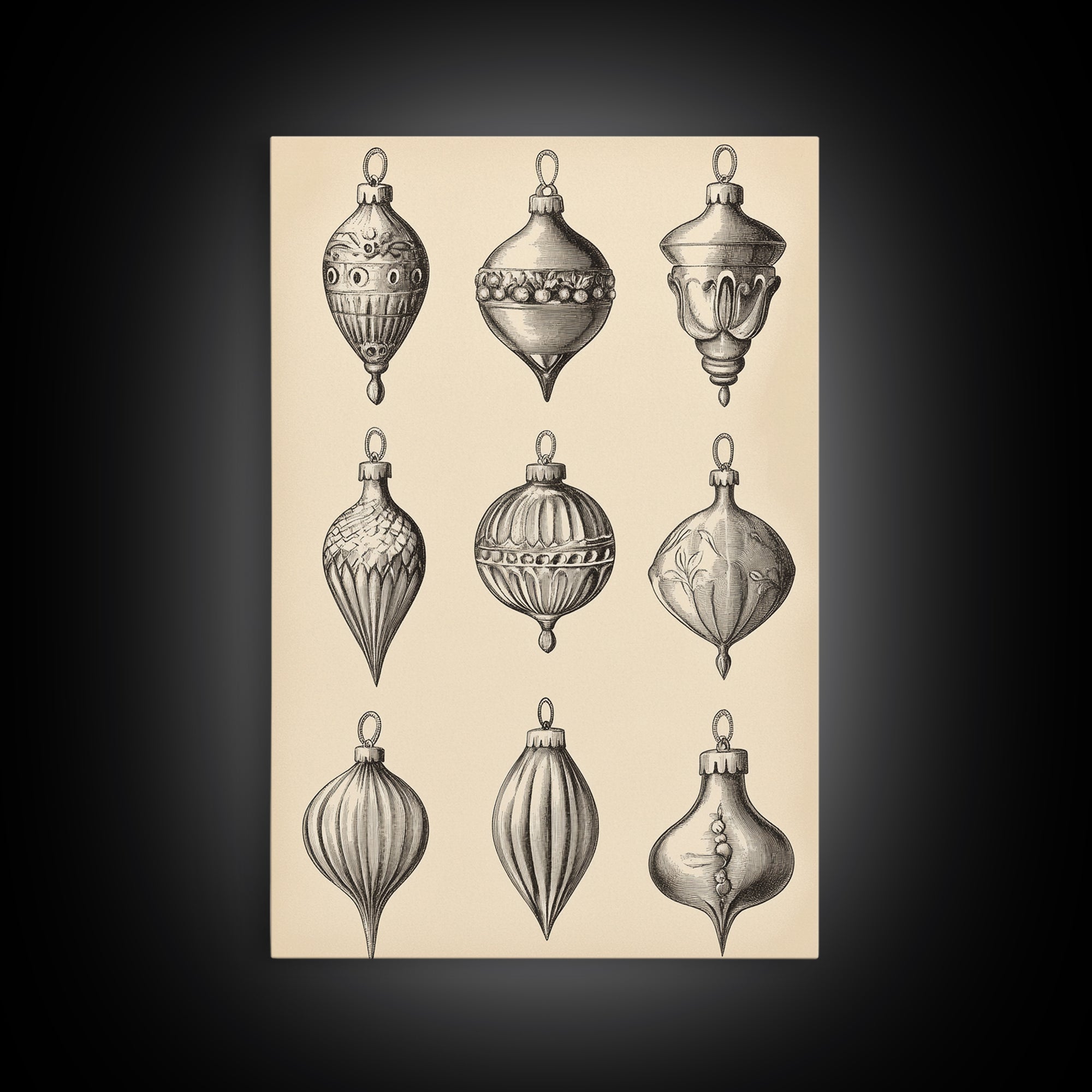 Christmas Ornaments Canvas Print - Framed Canvas - Minimalist Christmas Art - Boho Christmas Art - Rustic Christmas Art