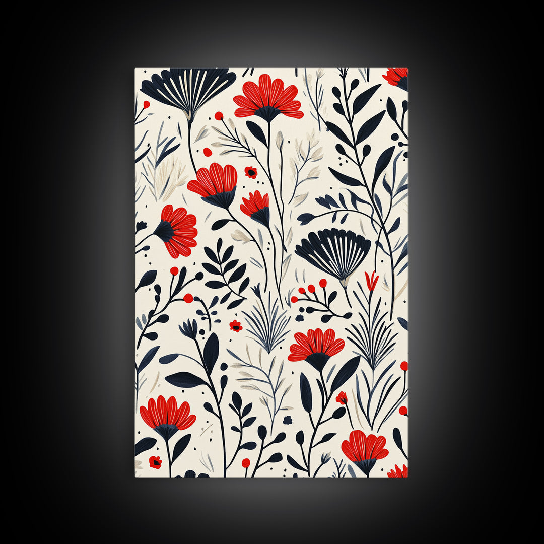 Botanical / Floral Print Wall Art Framed Canvas Print Midcentury Modern Wall Art Home Decor Boho Minimalist Ready To Hang Large Art