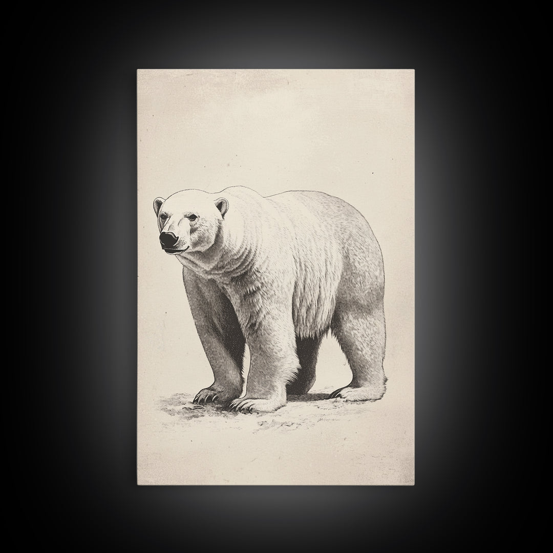 Polar Bear Canvas Print - Framed Canvas - Minimalist Christmas Art - Boho Christmas Art - Rustic Christmas Art