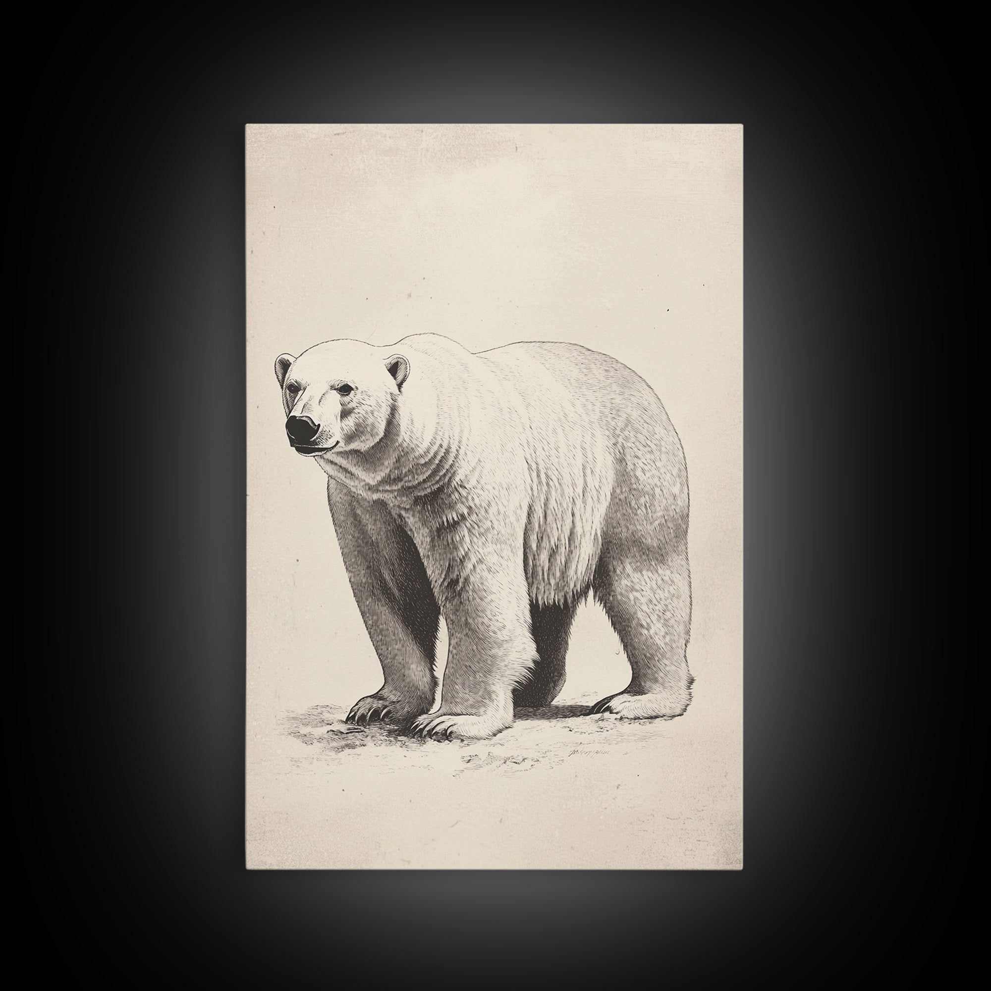 Polar Bear Canvas Print - Framed Canvas - Minimalist Christmas Art - Boho Christmas Art - Rustic Christmas Art