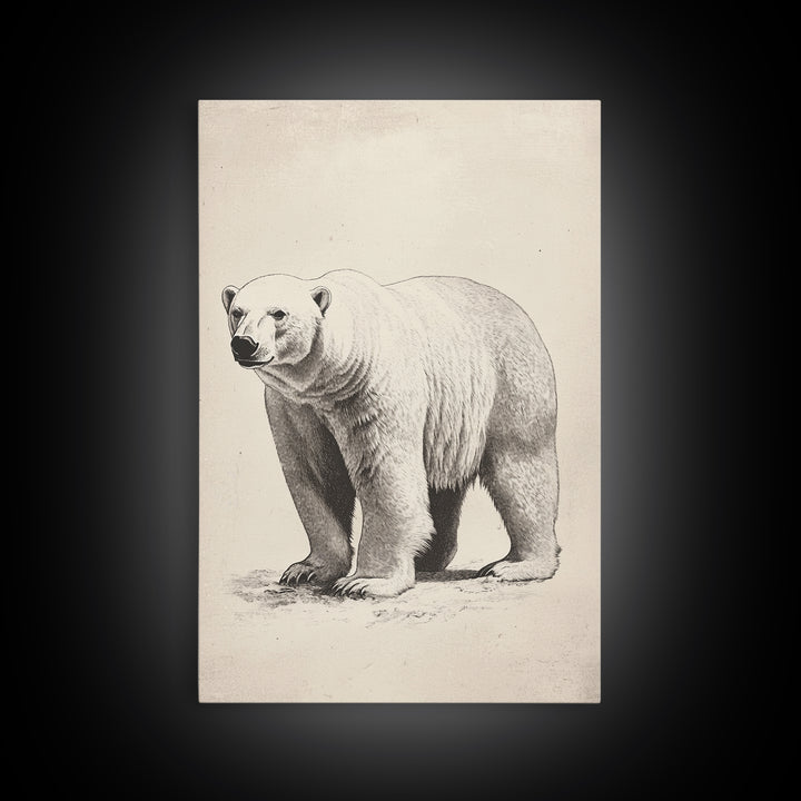 Polar Bear Canvas Print - Framed Canvas - Minimalist Christmas Art - Boho Christmas Art - Rustic Christmas Art
