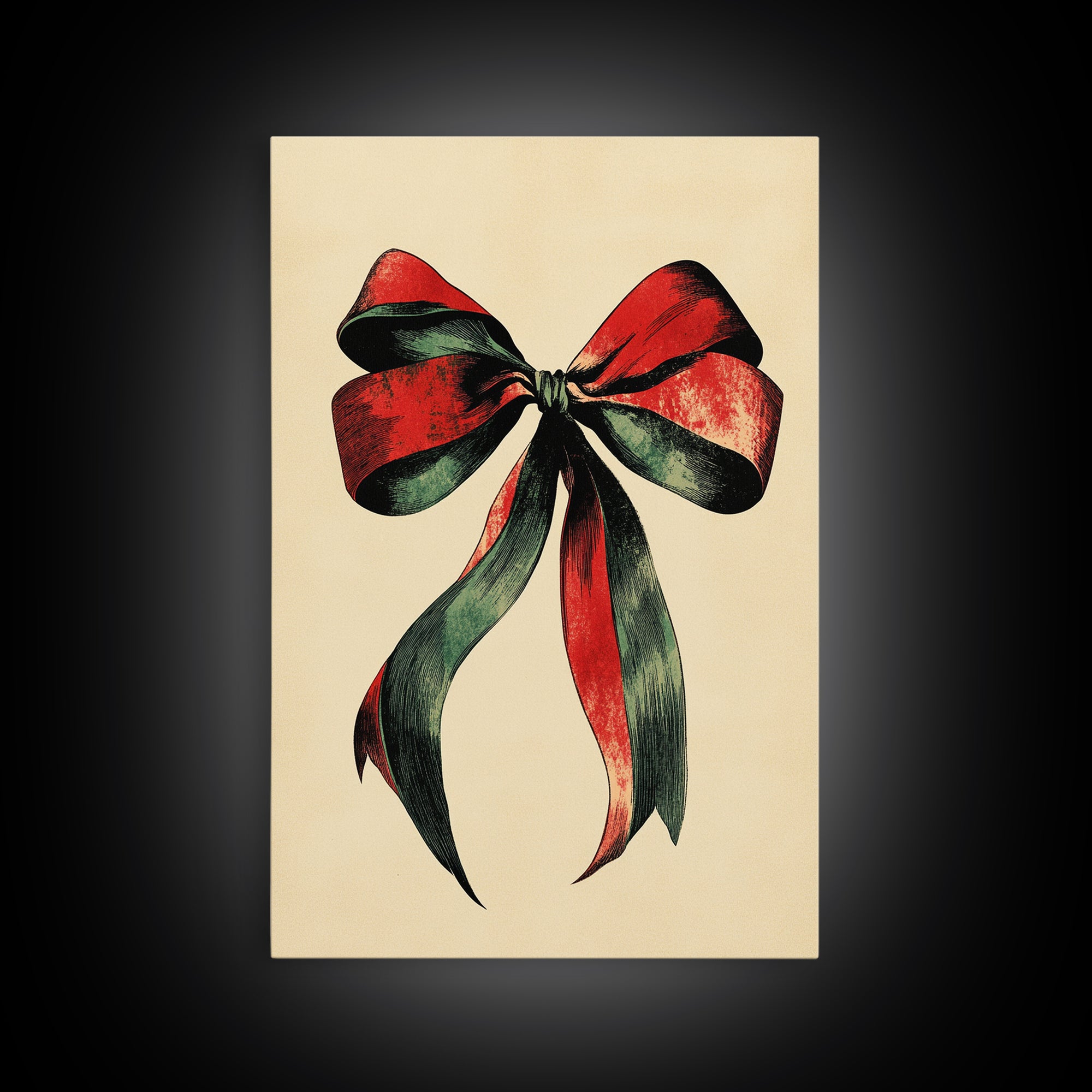 Christmas Bow Canvas Print - Framed Canvas - Minimalist Christmas Art - Boho Christmas Art - Rustic Christmas Art