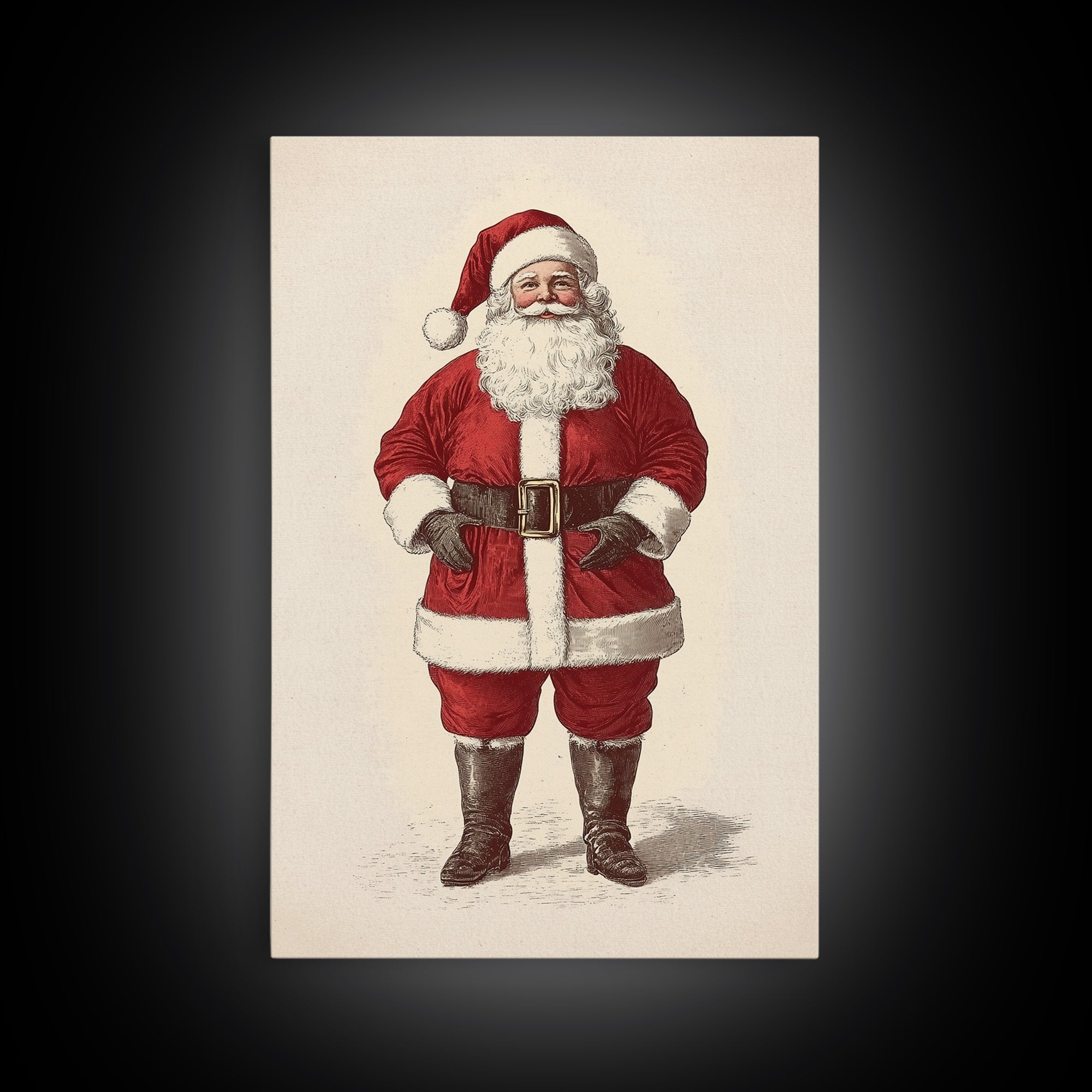 Cheerful Santa Clause Canvas Print - Framed Canvas - Minimalist Christmas Art - Boho Christmas Art - Rustic Christmas Art