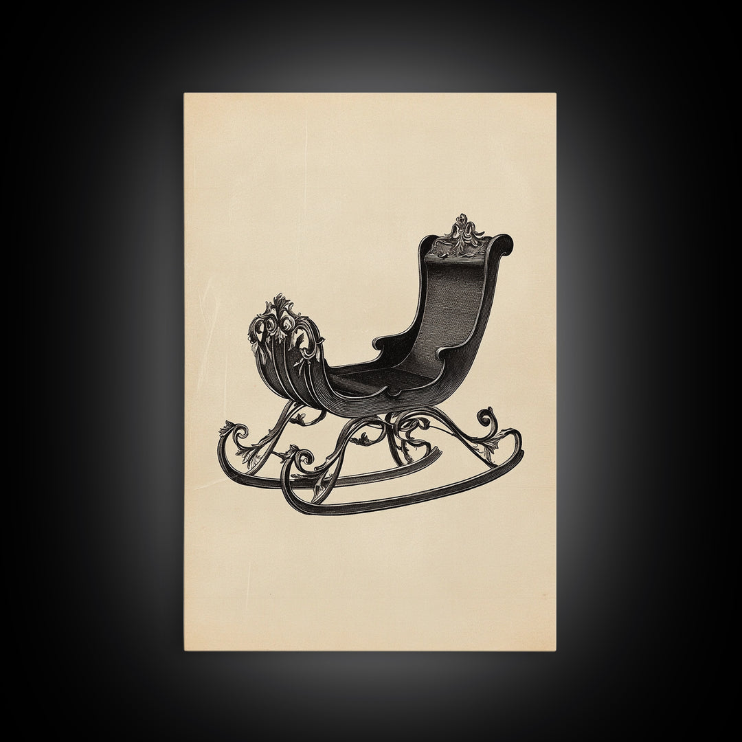 Christmas Sleigh Canvas Print - Framed Canvas - Minimalist Christmas Art - Boho Christmas Art - Rustic Christmas Art