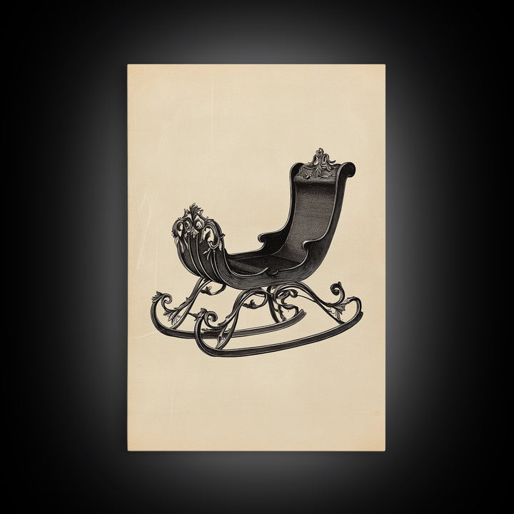 Christmas Sleigh Canvas Print - Framed Canvas - Minimalist Christmas Art - Boho Christmas Art - Rustic Christmas Art