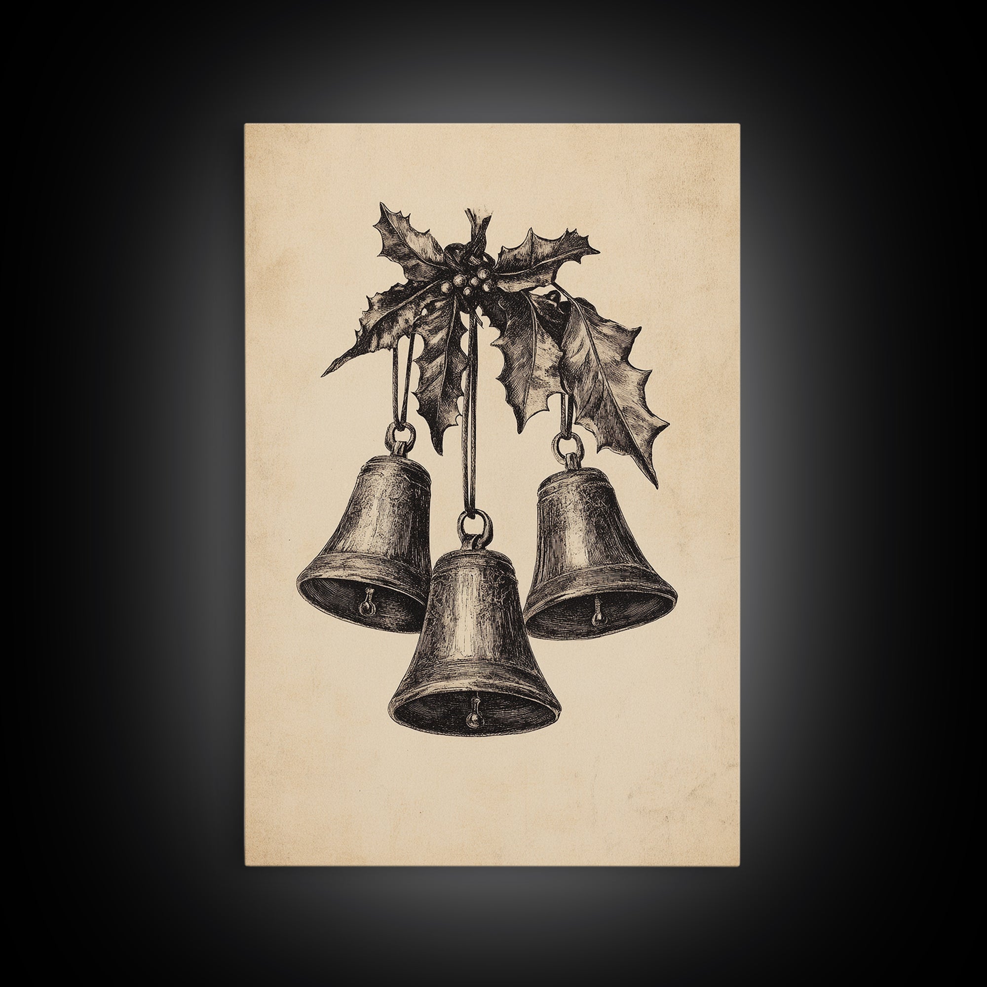 Christmas Bells Canvas Print - Framed Canvas - Minimalist Christmas Art - Boho Christmas Art - Rustic Christmas Art