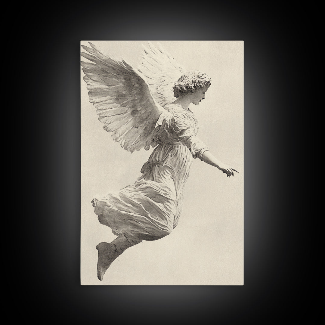 Christmas Angel Canvas Print - Framed Canvas - Minimalist Christmas Art - Boho Christmas Art - Rustic Christmas Art