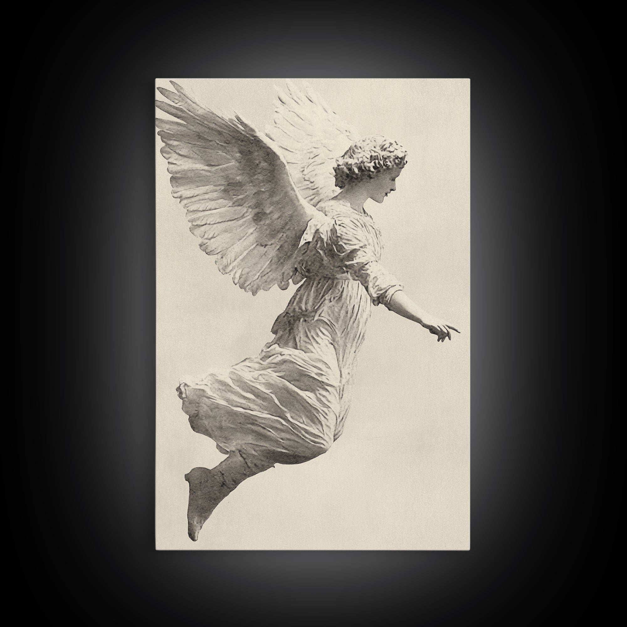 Christmas Angel Canvas Print - Framed Canvas - Minimalist Christmas Art - Boho Christmas Art - Rustic Christmas Art