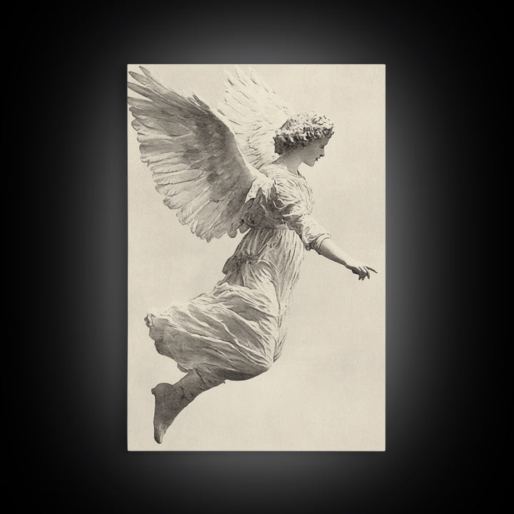 Christmas Angel Canvas Print - Framed Canvas - Minimalist Christmas Art - Boho Christmas Art - Rustic Christmas Art