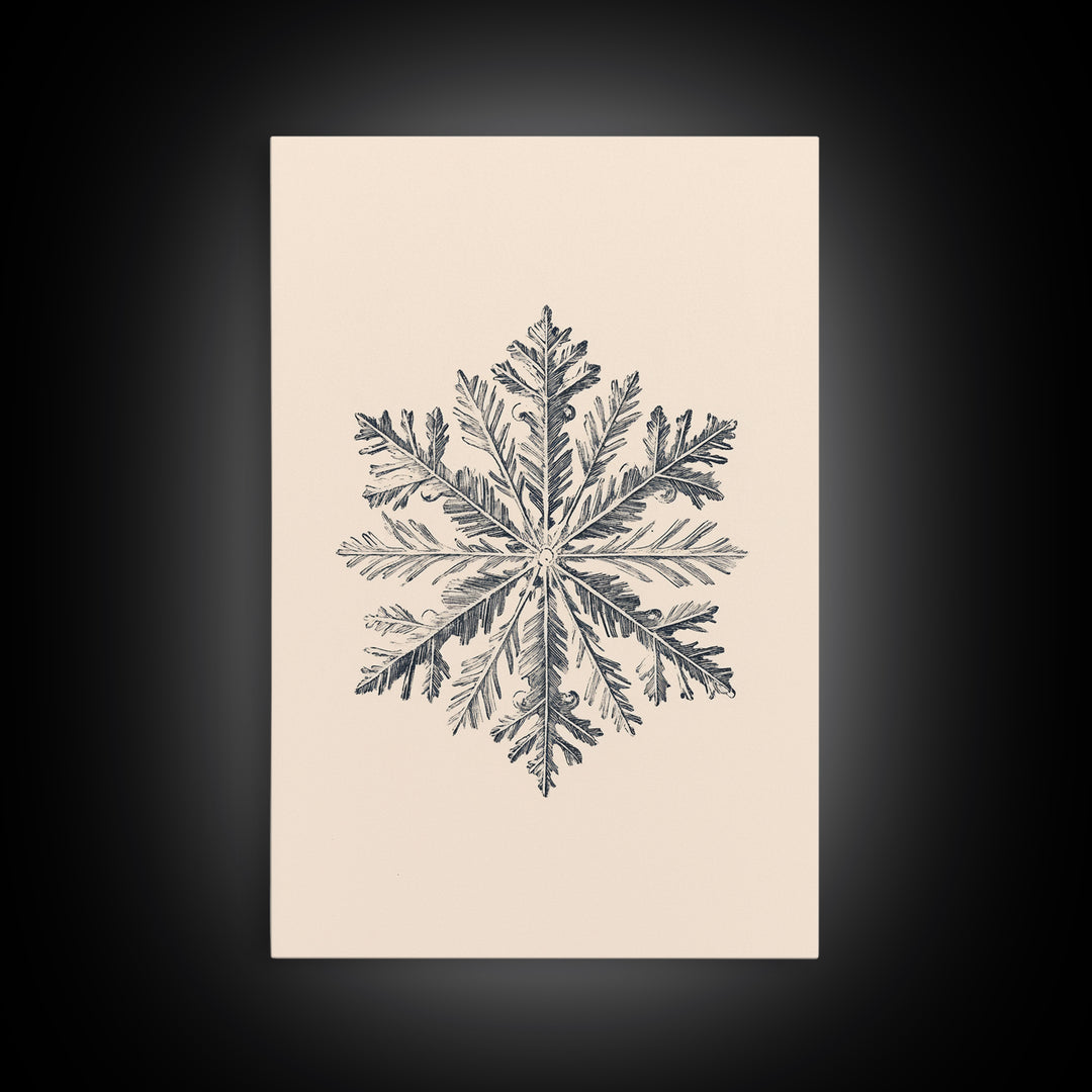 Snowflake Canvas Print - Framed Canvas - Minimalist Christmas Art - Boho Christmas Art - Rustic Christmas Art - Winter Decor - Winter Art