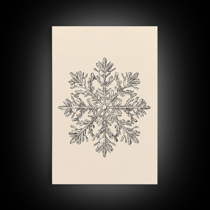 Sketch of a Snowflake Canvas Print - Framed Canvas - Minimalist Christmas Art - Boho Christmas Art - Rustic Christmas Art