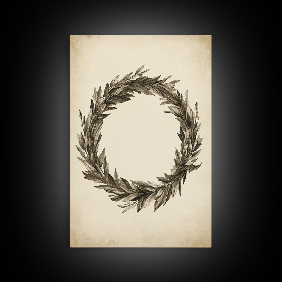 Vintage Wreath Canvas Print - Framed Canvas - Minimalist Christmas Art - Boho Christmas Art - Rustic Christmas Art