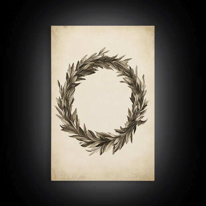 Vintage Wreath Canvas Print - Framed Canvas - Minimalist Christmas Art - Boho Christmas Art - Rustic Christmas Art