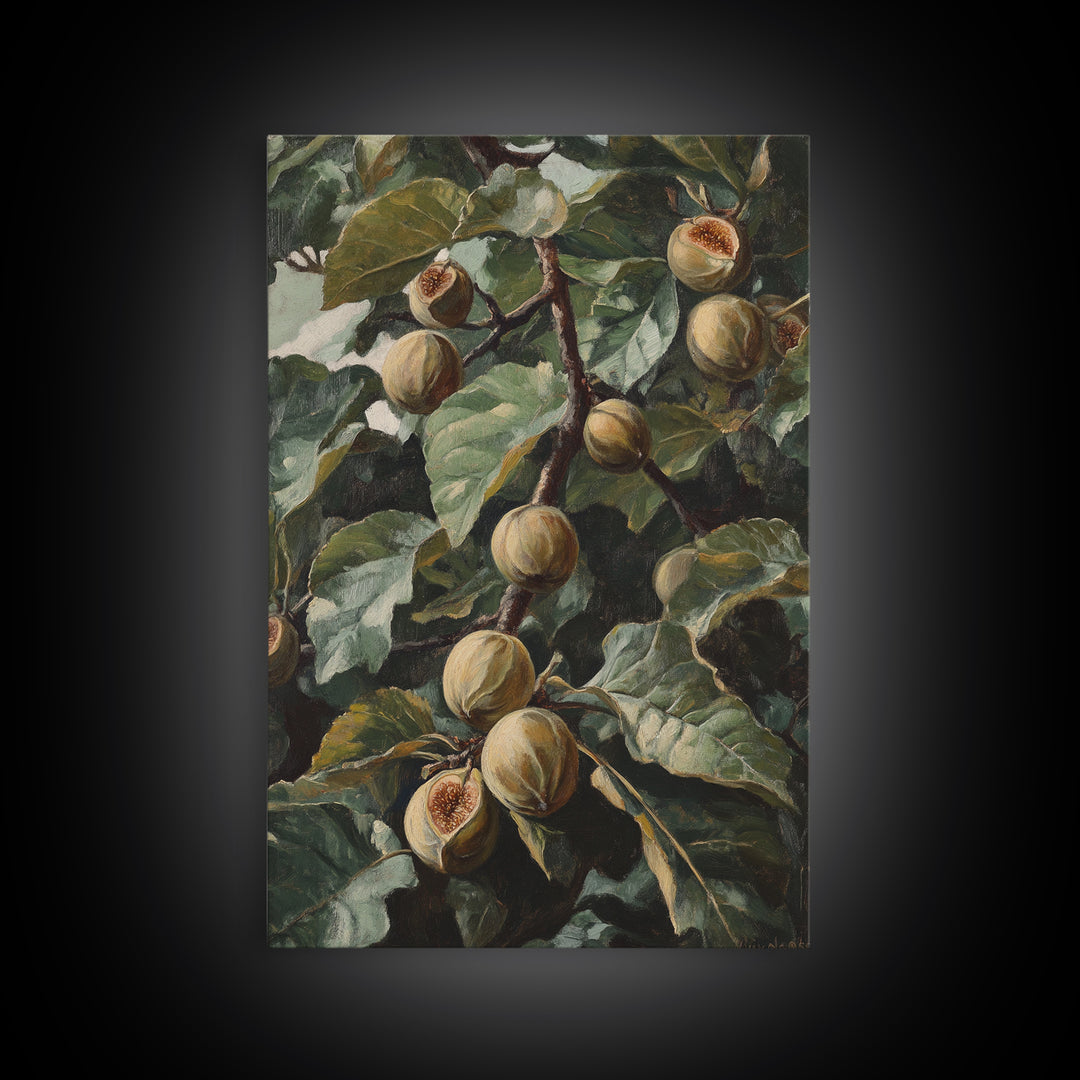 Fig Painting Print - Framed Canvas - Fig Oil Painting, Fig Painting, Kitchen Decor, Rustic Farmhouse, Minimalist Home Decor