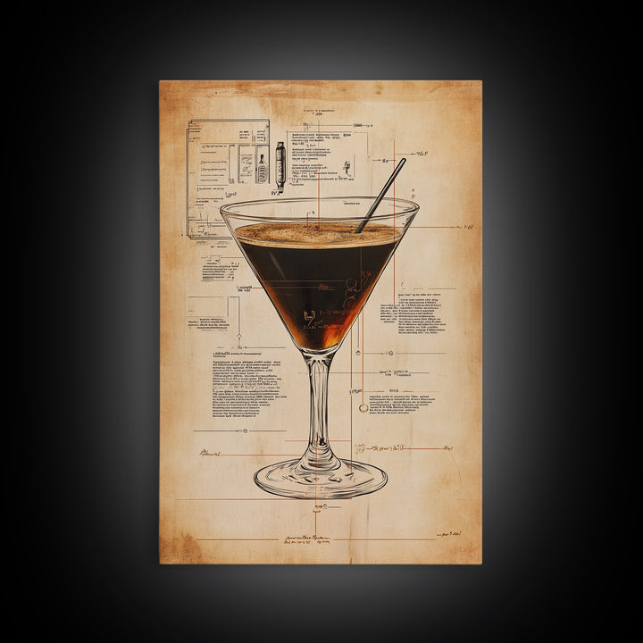 Cocktail Painting Print, Espresso Martini Wall Art, Canvas Print, Bar Decor, Bar Wall Art, Gift Idea For Martini Lover, Espresso Martini Painting