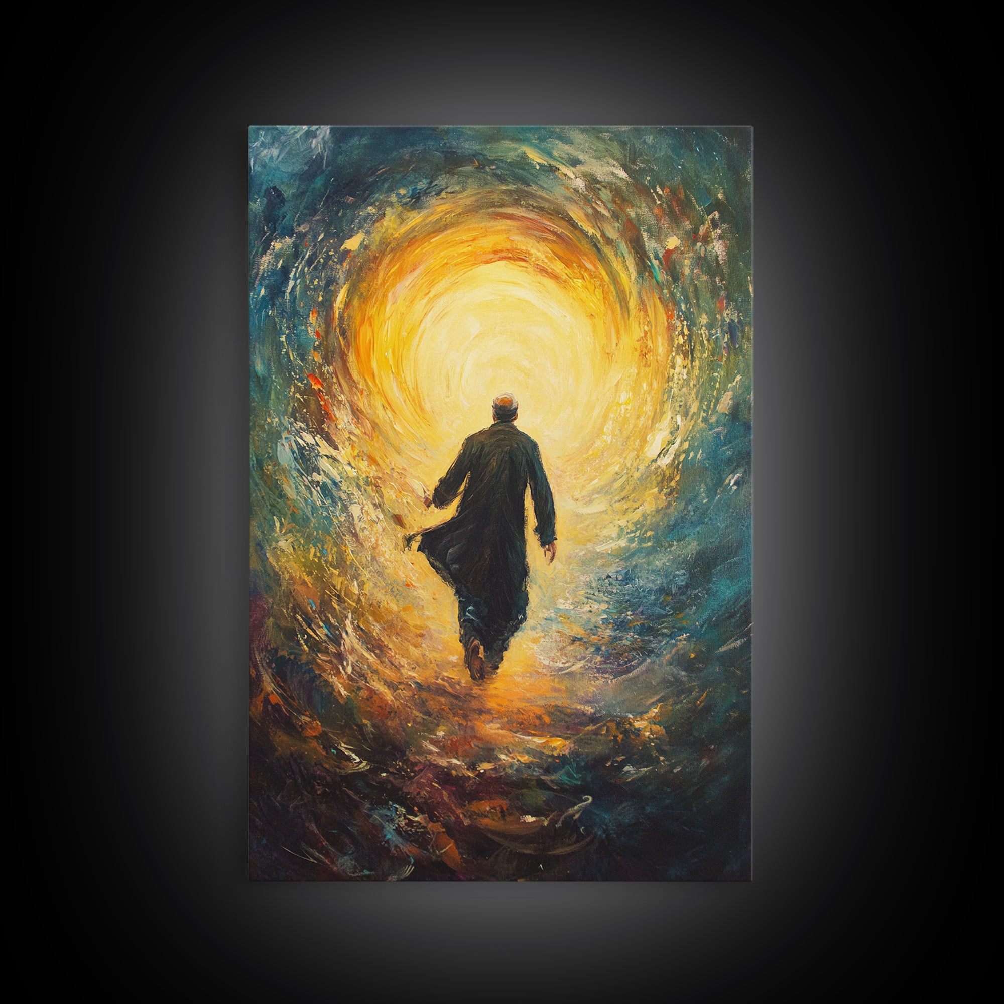 Bahai Wall Art Framed Canvas Print, Retro Abstract Wall Art