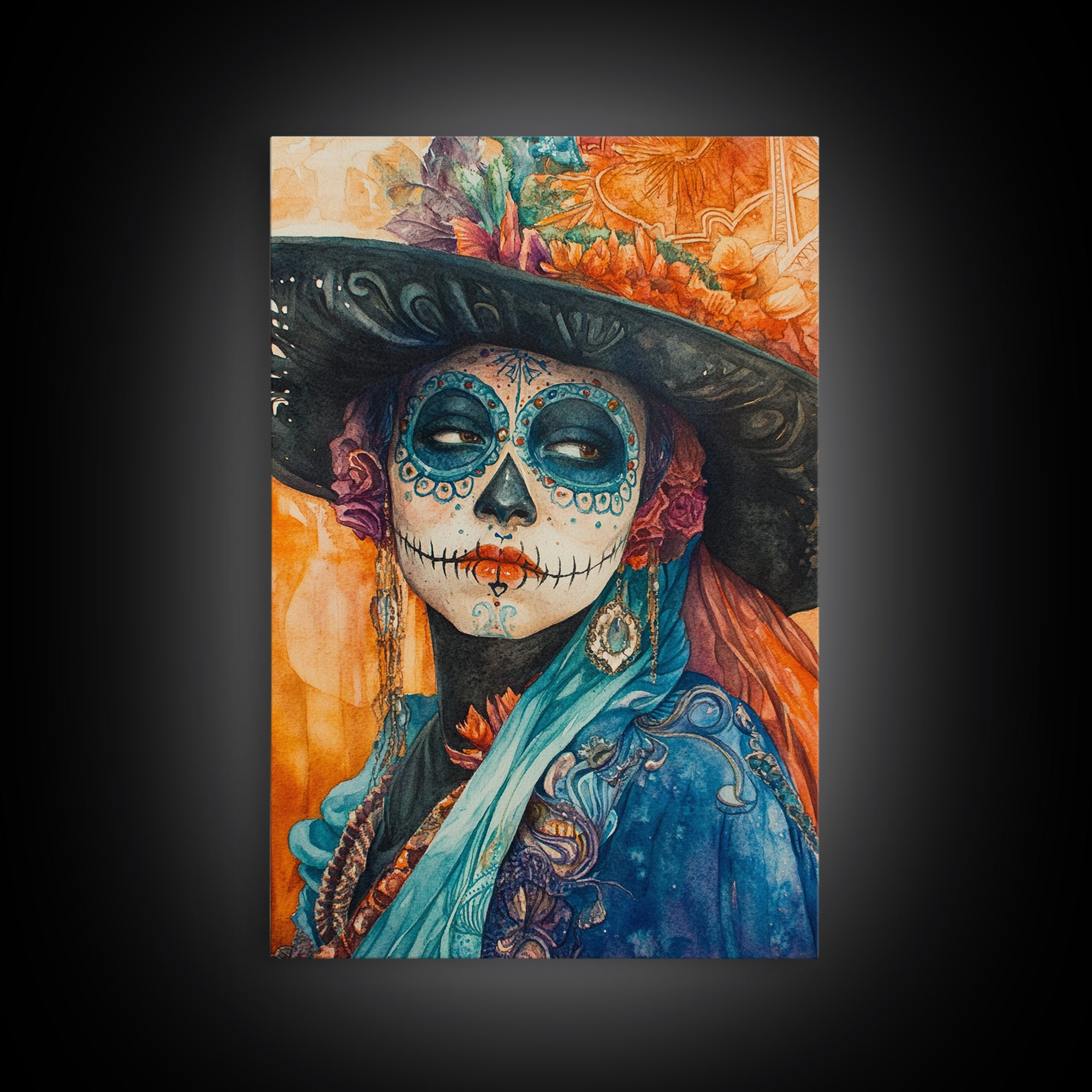 Chicano Art Framed Canvas Print, Day of the Dead / Dia De Los Muertos Wall Art, Mexicano Decor, Mexicano Wall Art, Southwestern Wall Art