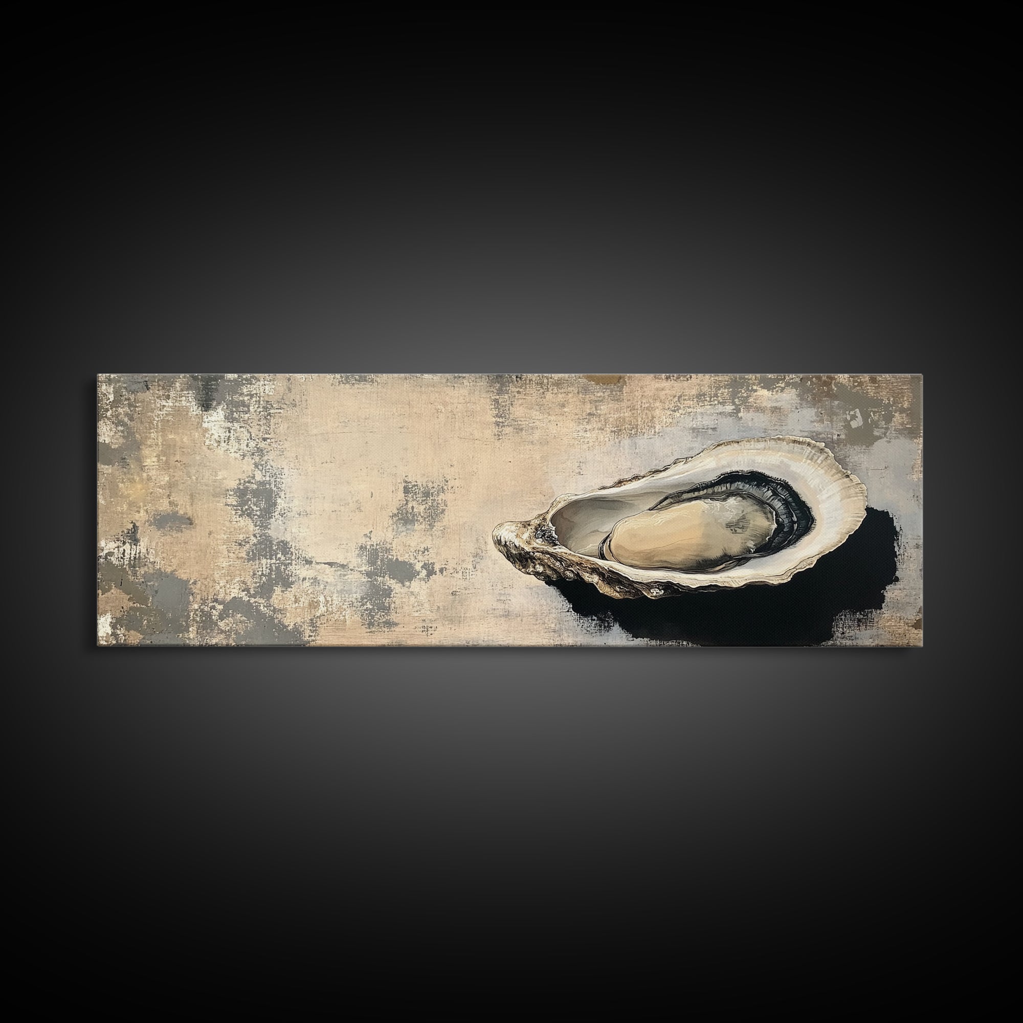 Wabi Sabi Kitchen Wall Decor, Oyster Shell Painting Print, Canvas Print, Oyster Wall Art, Boho Kitchen Decor, Dining Room Wall Art, Kitchen Decor