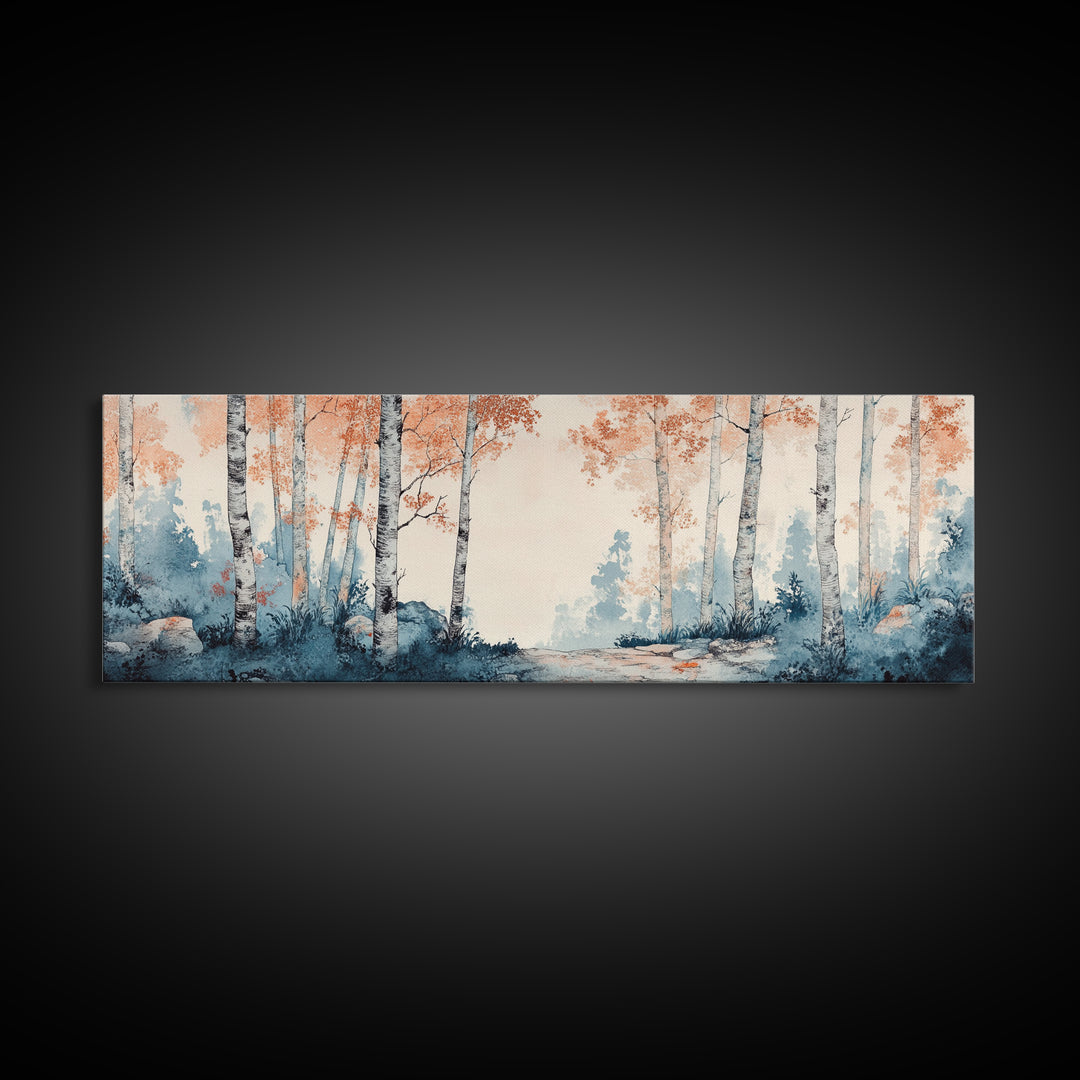 Original Birch Forest Oil Painting Print, Birch Tree Art, Birch Tree Painting, Panoramic Wall Art, Centerpiece Art, Statement Piece Art, Custom Art