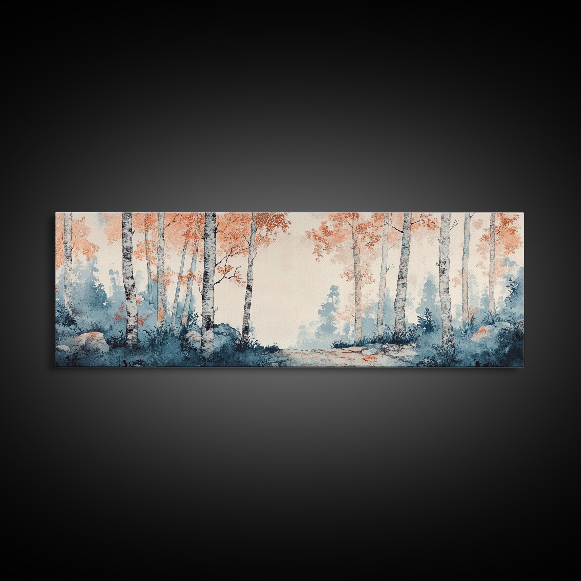 Original Birch Forest Oil Painting Print, Birch Tree Art, Birch Tree Painting, Panoramic Wall Art, Centerpiece Art, Statement Piece Art, Custom Art