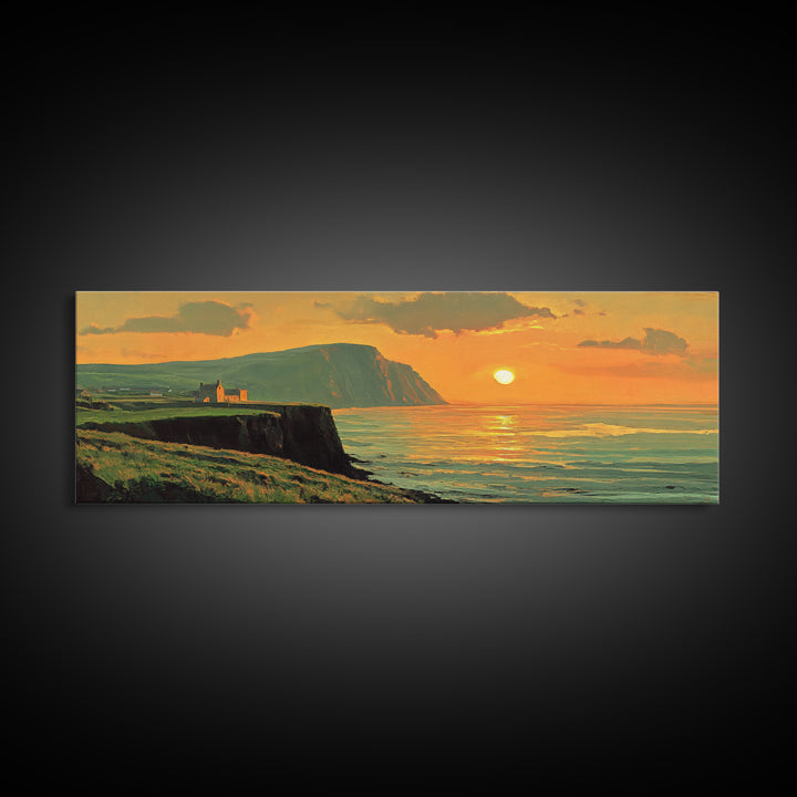 Ireland Painting Print Cliffs of Moher, Framed Canvas Print, Wood Framed Wall Art, Ireland Painting, Ireland Decor, Art of Ireland