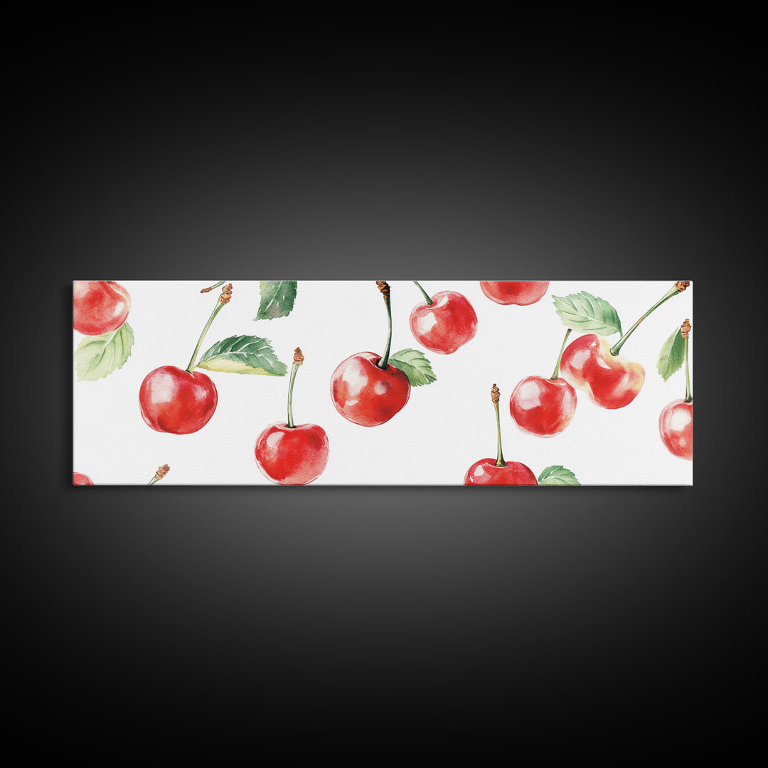 Chery Wall Art Canvas Print - Horizontal Extra Wide Wall Art - Panoramic Kitchen Decor - Kitchen Painting - Cherry Painting - Cherry Decor