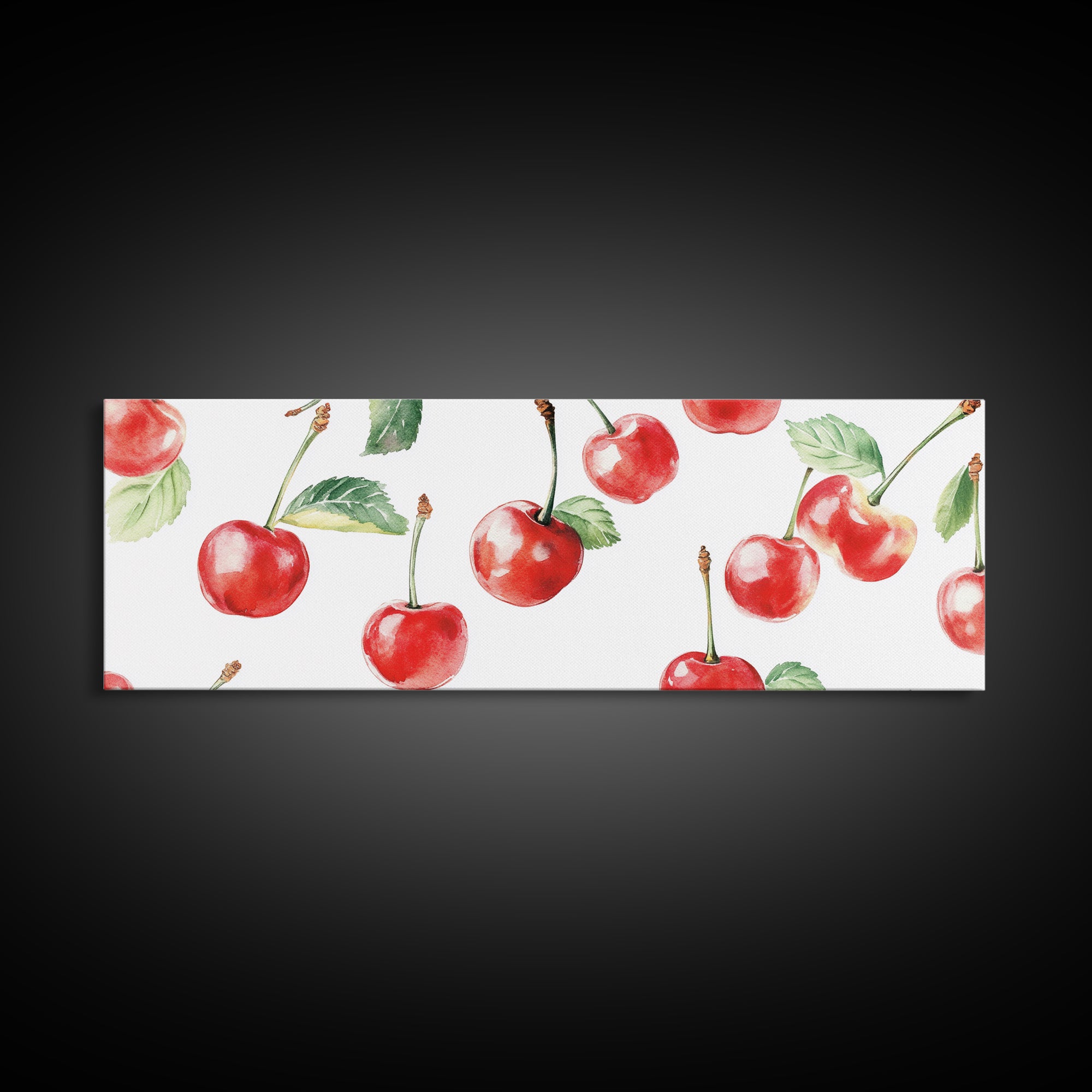 Chery Wall Art Canvas Print - Horizontal Extra Wide Wall Art - Panoramic Kitchen Decor - Kitchen Painting - Cherry Painting - Cherry Decor