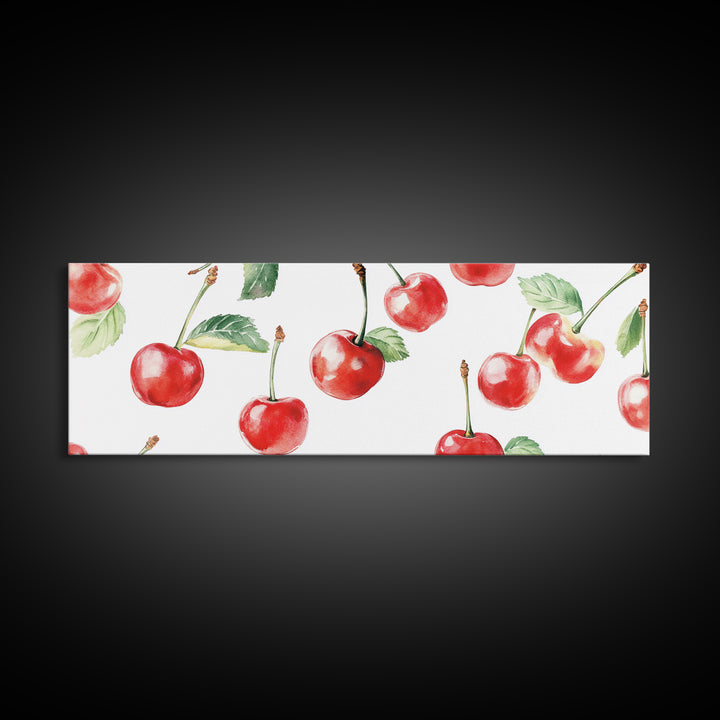 Chery Wall Art Canvas Print - Horizontal Extra Wide Wall Art - Panoramic Kitchen Decor - Kitchen Painting - Cherry Painting - Cherry Decor