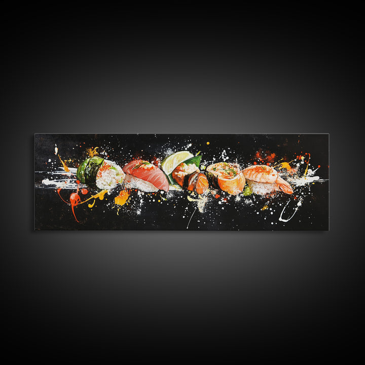 Sushi Wall Art - Framed Canvas Print - Kitchen Wall Art - Kitchen Decor - Original Painting - Restaurant Wall Art - Wabi Sabi Minimalist Art