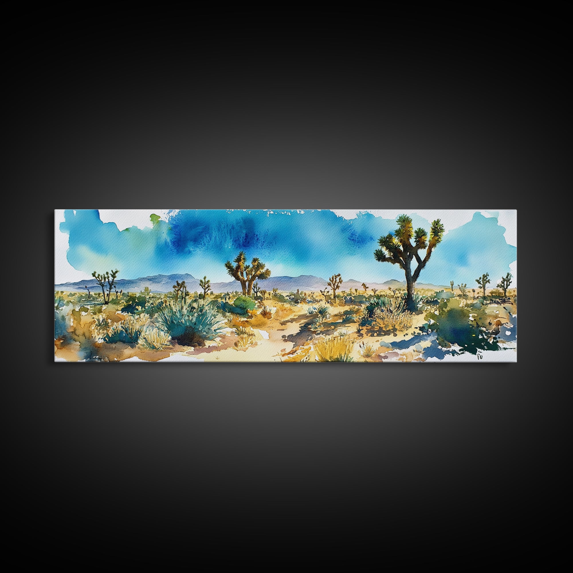 Canvas Print Panoramic Landscape Painting of Joshua Tree California Canvas Print, Joshua Tree Art, California Wall Art, Minimalist Desert Art