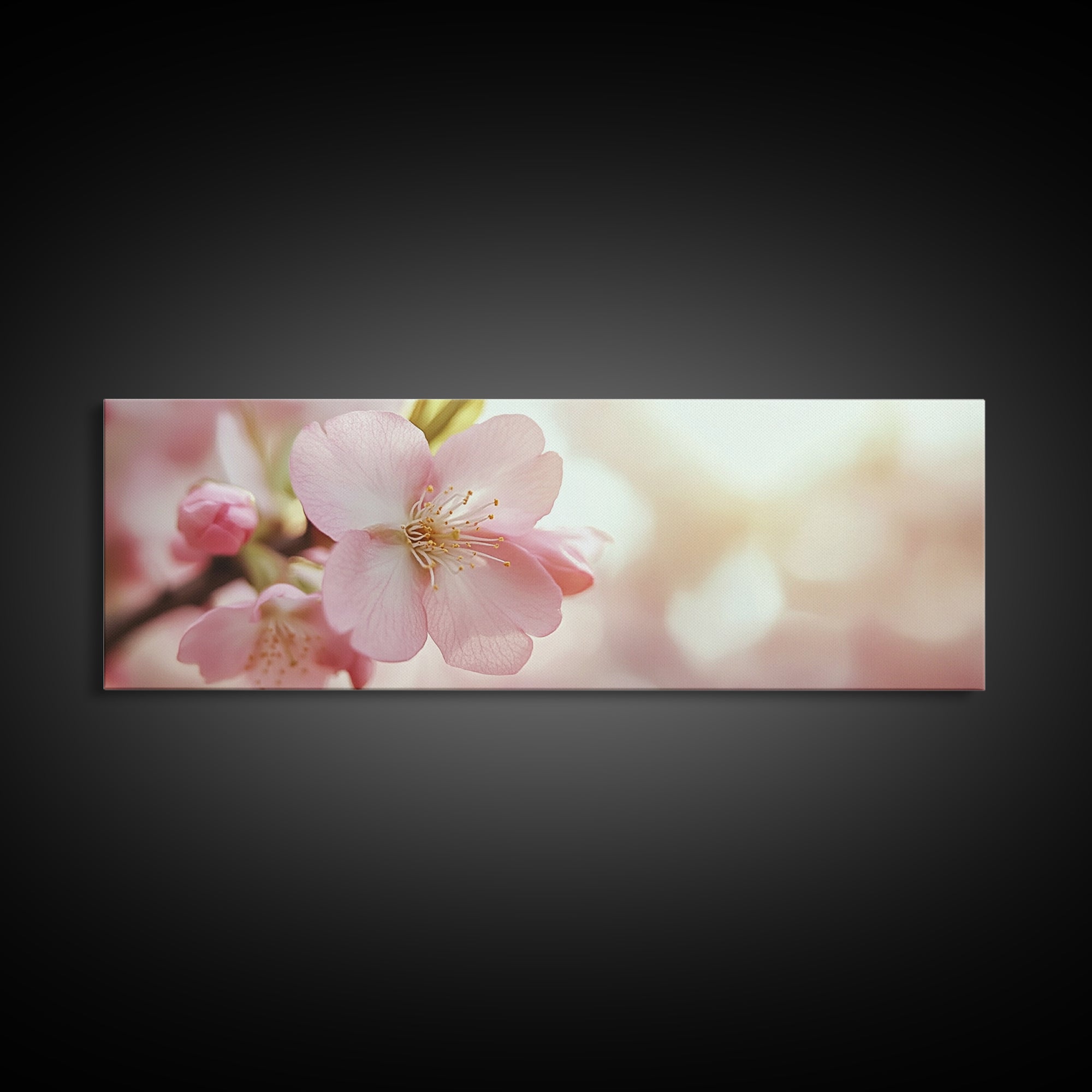 Closeup of a Cherry Blossom, Framed Canvas Print, Cherry Blossom Wall Art, Soothing Wall Art, Meditation Room Decor, Minimalist Art