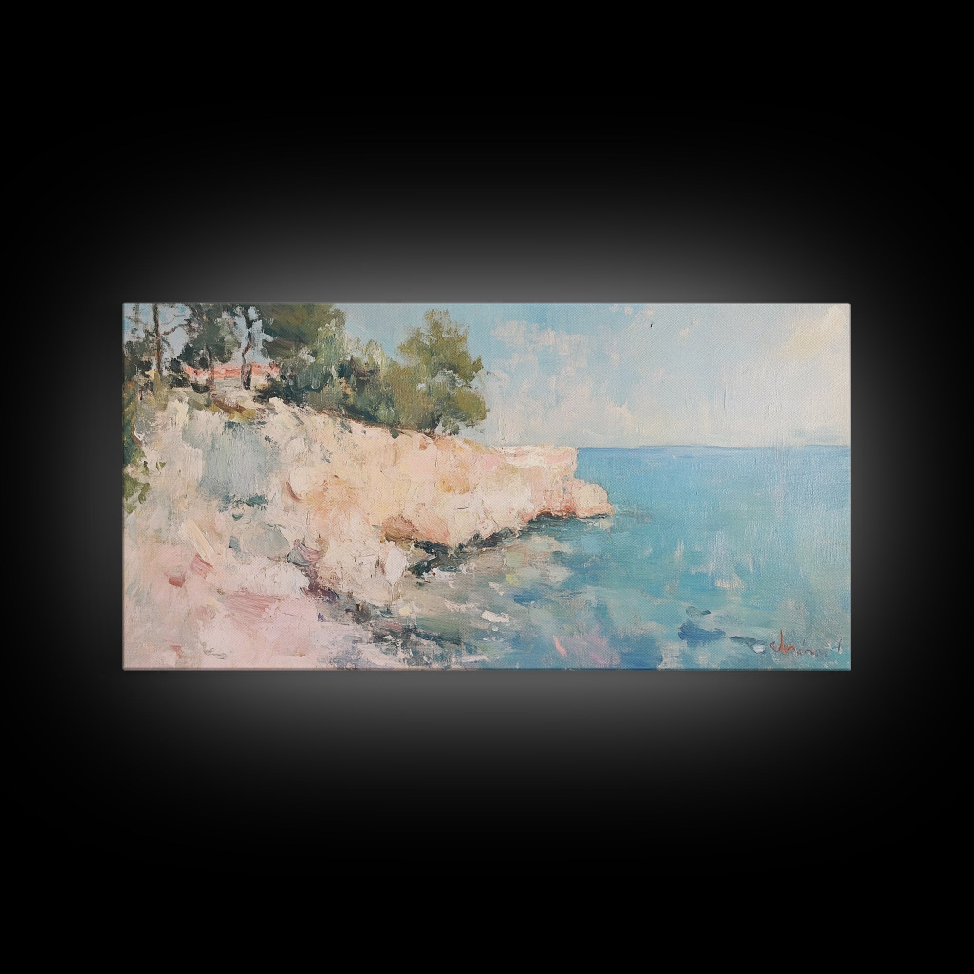 Cliffs Of Moher Oil Painting Print, Boho Whimsical Nautical Landscape Painting Print, Seascapes Wall Art, Kitsch Decor, Eclectic Art