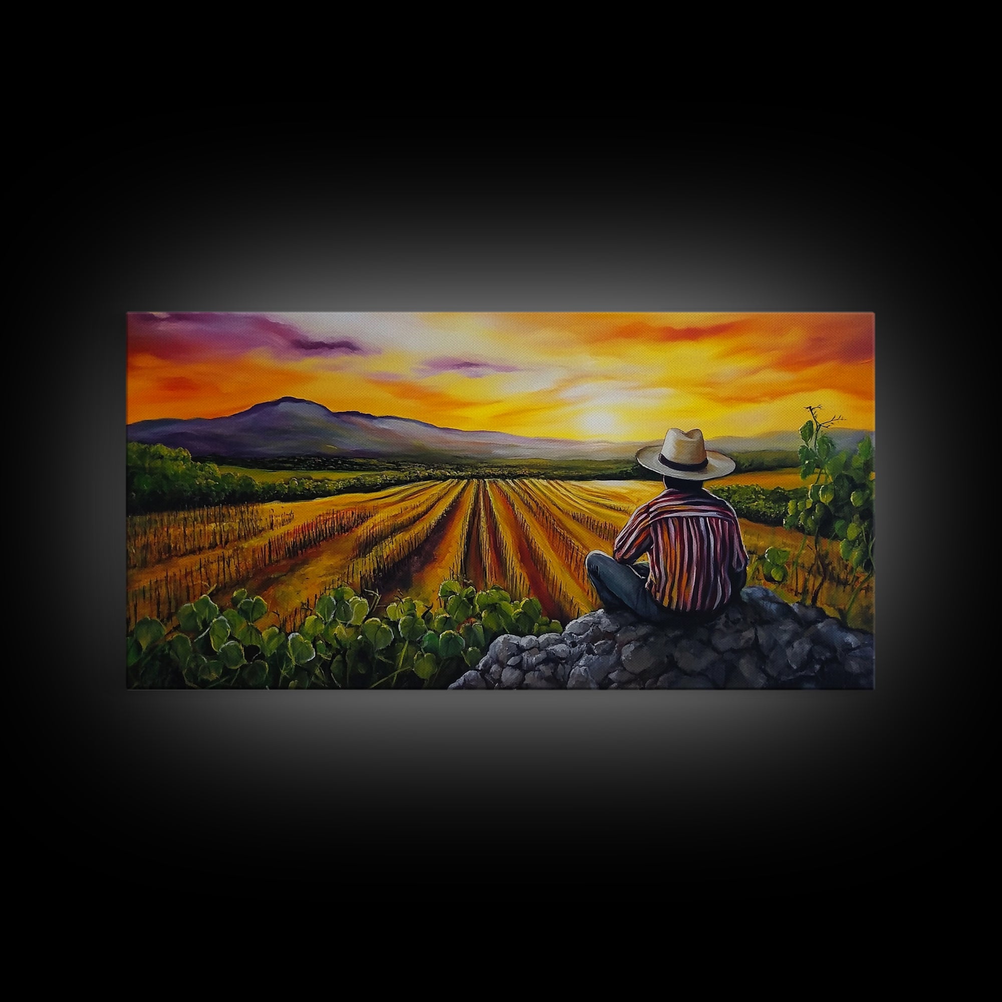 Chicano Wall Art - Mexicano Ranchero Oil Painting Print - Framed Canvas Print - Mexican Culture Art - Wood Framed Wall Art - Chicano Decor