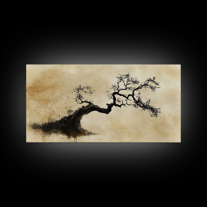Bonzai Abstract Wall Art Framed Canvas Print, Wabi Sabi Art, Wabi Sabi Decor, Boho Home Decor, Botanical Prints