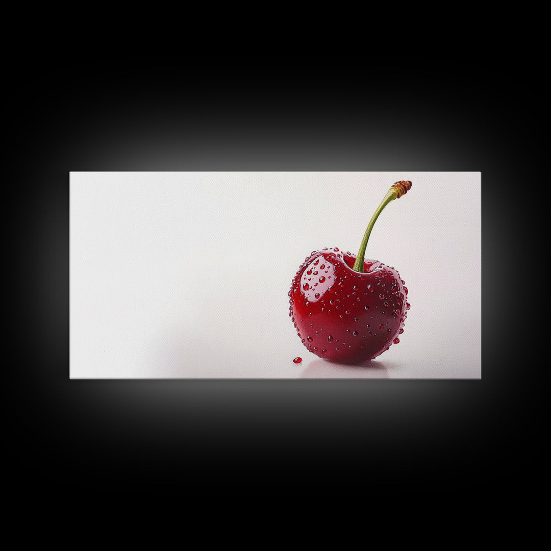 Cherry Wall Art Canvas Print, Cherry Photography Style Art, Cherry Photo Art, Kitchen Art, Kitchen Painting, Modern Art For Kitchen
