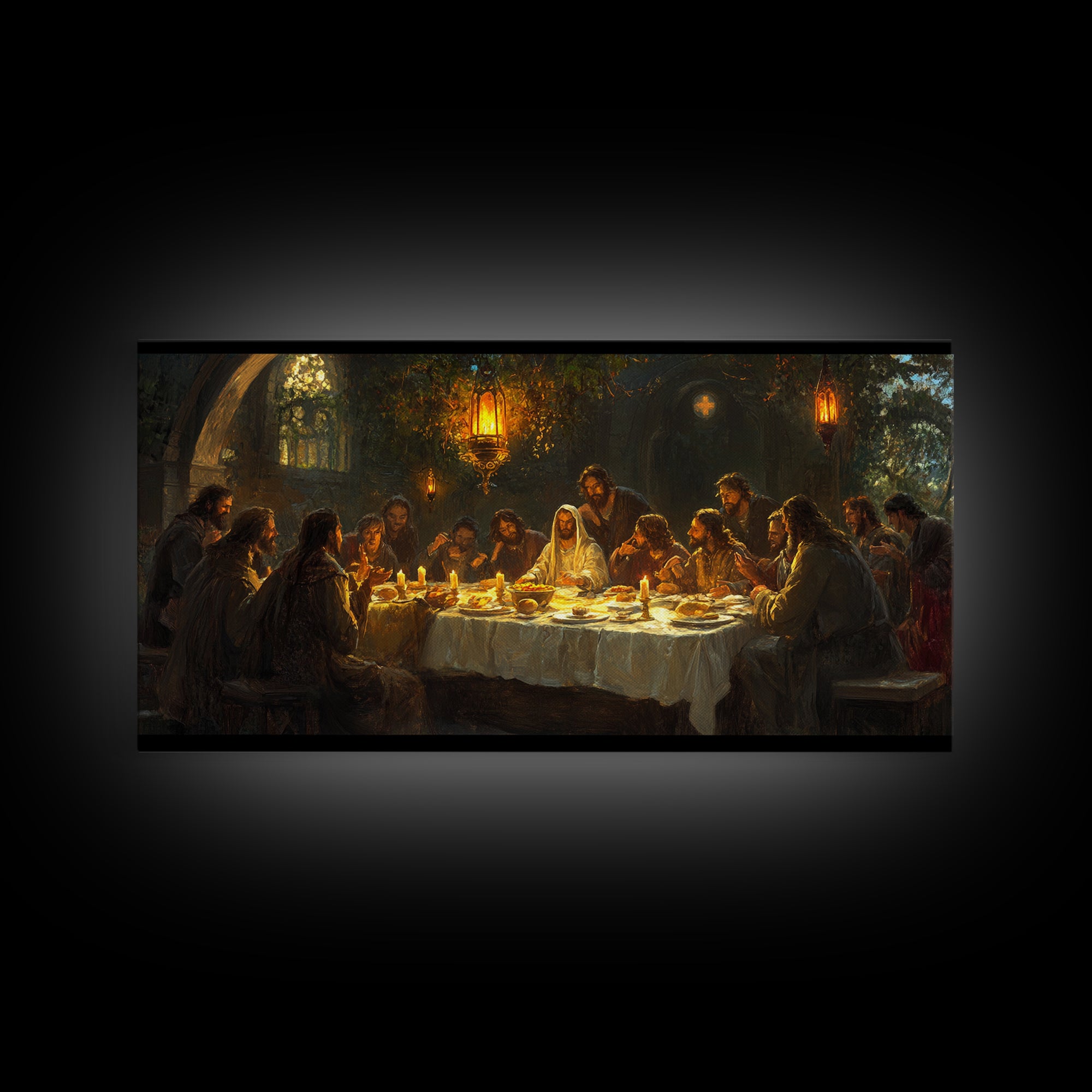 The Last Supper - Framed Canvas Print - Christian Wall Art - Chistmas Home Decor - Last Supper Oil Painting Print - Christian Home Decor