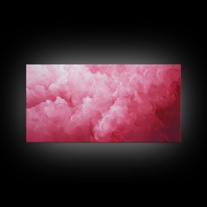 Pink Clouds - Framed Canvas Print - Wood Framed Wall Art - Preppy Decor - Preppy Dorm Room Wall Art - Abstract Pink Wall Art