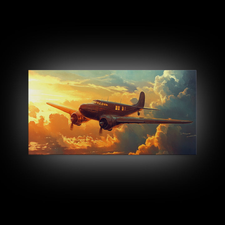 Airplane Wall Art Framed Canvas Print, Man Cave Wall Art, Office Decor, Gift For Him, Dad Gift, Pilot Gift, Retirement Gift Idea