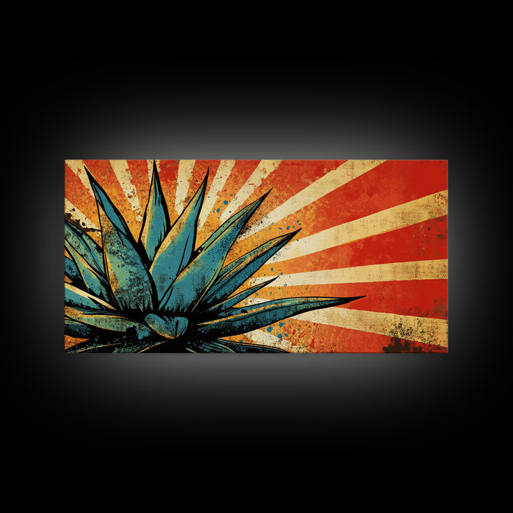 Blue Agave Pop Art Framed Canvas Print | Bar Decor | Bar Wall Art | Ready To Hang Wall Art | Home Decor | Office Decor | Agave Painting