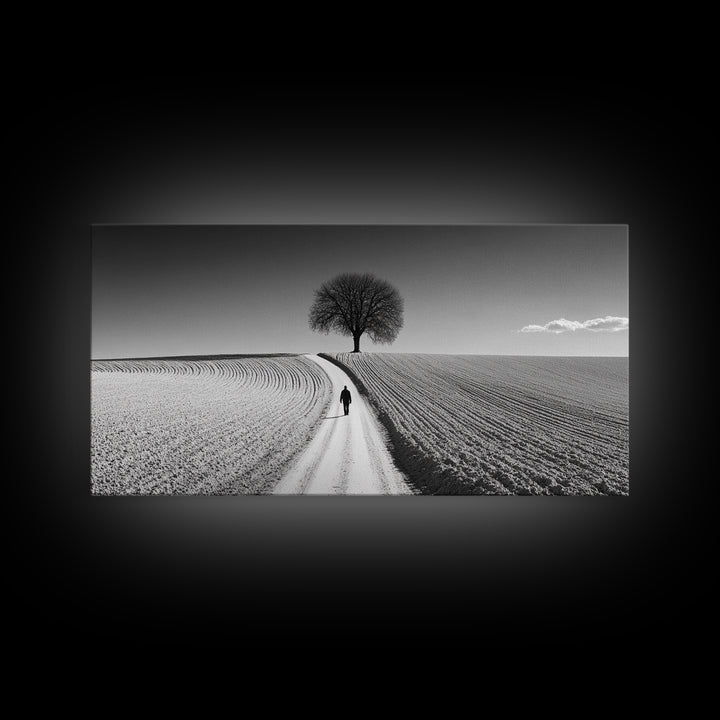 Black and White Photography Style Print - Framed Canvas Print - Subdued Home Decor - Ready to Hang Wall Art - Centerpiece Wall Art