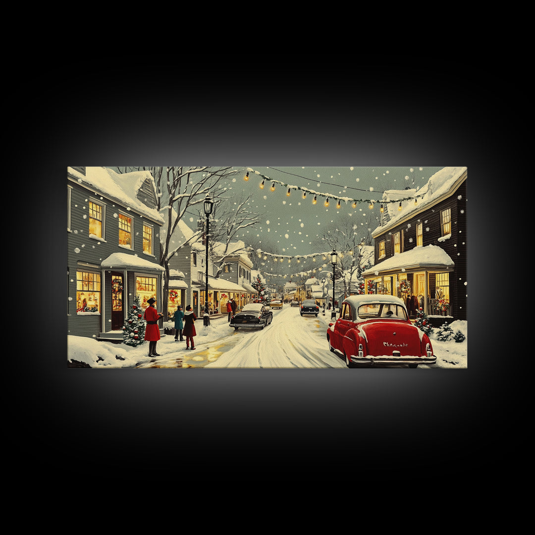 Christmas Village Painting Print Ready To Hang Wall Art, Canvas Print, Christmas Wall Art, Christmas Mantle Decor, Christmas Gift Idea
